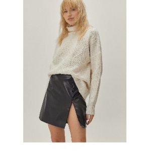 Nasty Gal High Slit Faux Leather Skirt